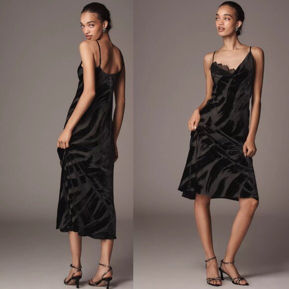 By Anthropologie Cowl-Neck Slip Dress size SP PS petite size new black - Picture 1 of 4